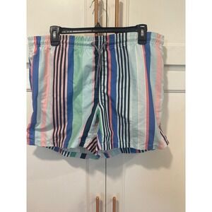 Reaction Kenneth Cole Striped Swim Trunks Mens Large Lined